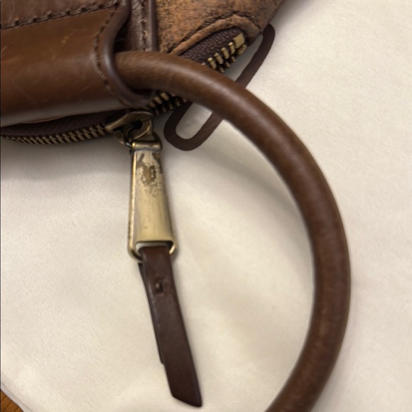 HOBO Sable Brown Leather Patchwork Wristlet Clutch- great fall handbag! - Picture 4 of 7